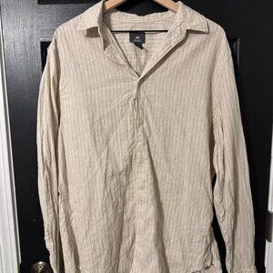 Mens H&M Linen Blend Long Sleeve Button Down Shirt